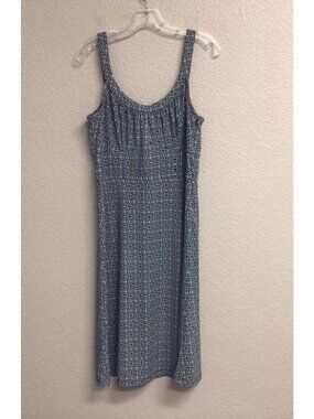 Ann Taylor Loft Size 10 Blue Print Rayon Spandex Stretch Knit Tank Dress